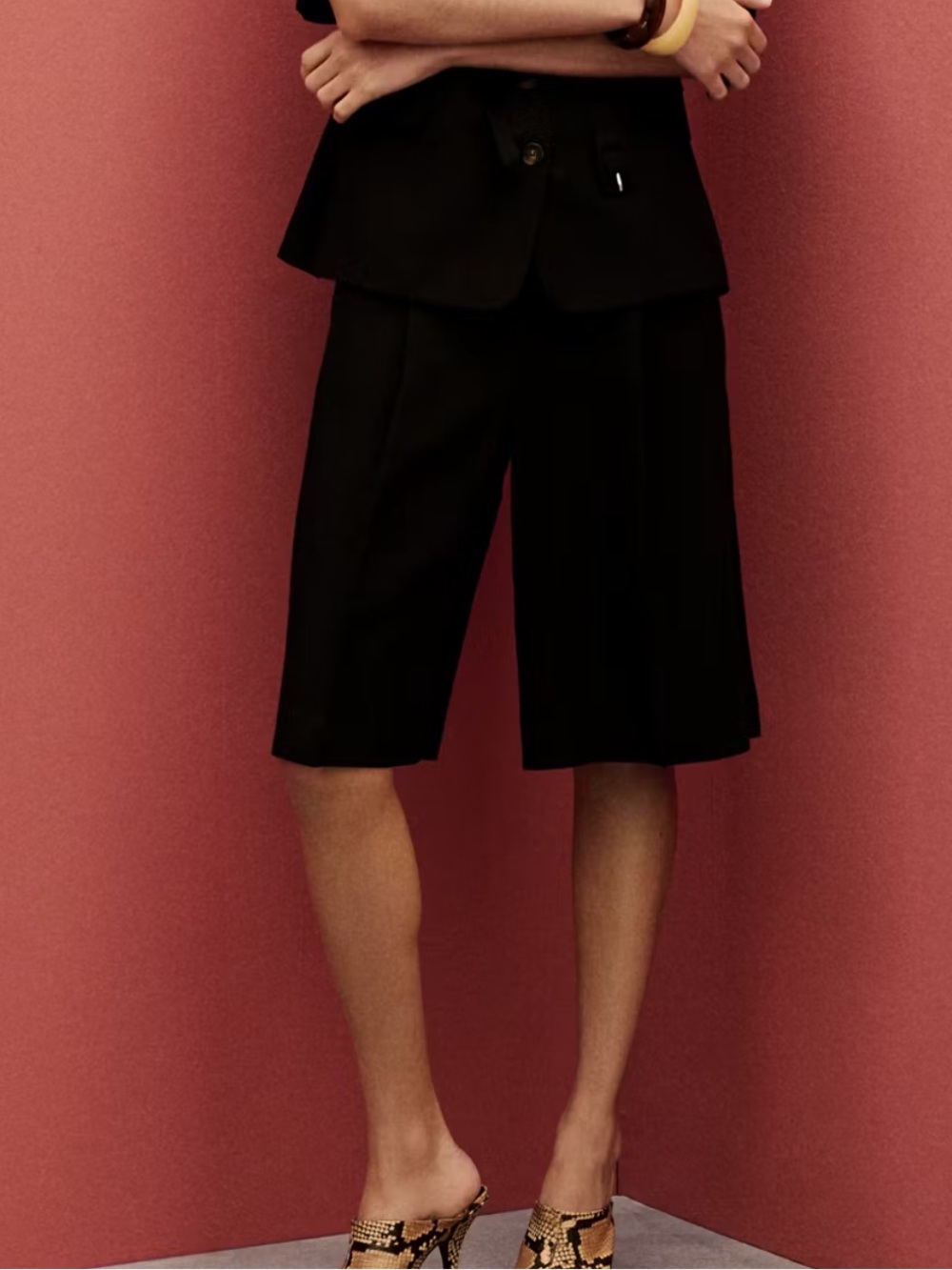 Mango linen-blend suit bermuda shorts Size